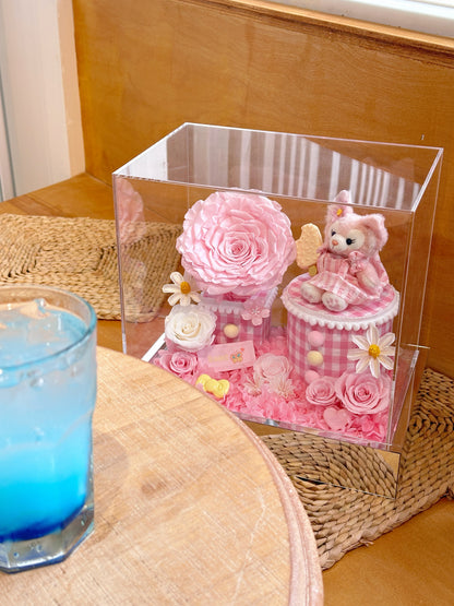 Creative Preserved Flower Gift Box × Cartoon Doll Garden Art Ornament — A Gift for Valentine's Day, Birthdays, and Anniversaries