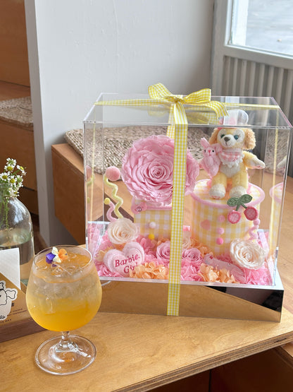 Creative Preserved Flower Gift Box × Cartoon Doll Garden Art Ornament — A Gift for Valentine's Day, Birthdays, and Anniversaries