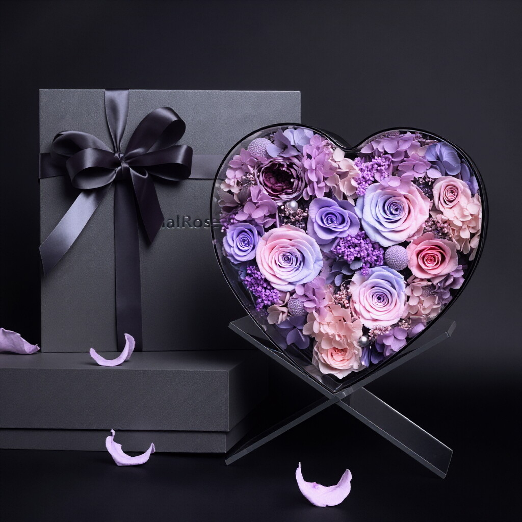 Romantic preserved flower rose gift box – Heart-shaped acrylic rose gift, ideal for anniversaries and Valentine's Day.