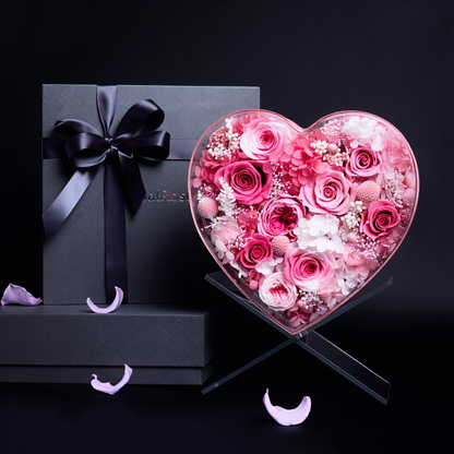 Romantic preserved flower rose gift box – Heart-shaped acrylic rose gift, ideal for anniversaries and Valentine's Day.