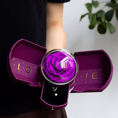 Romantic Preserved Rose Ring Box — Acrylic Proposal Ring Box Decoration