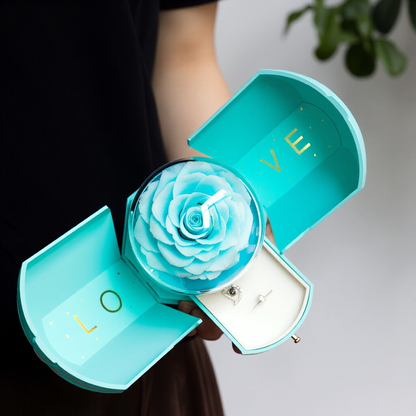 Romantic Preserved Rose Ring Box — Acrylic Proposal Ring Box Decoration