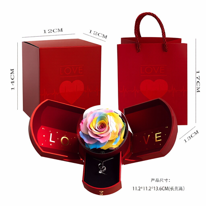 Romantic Preserved Rose Ring Box — Acrylic Proposal Ring Box Decoration