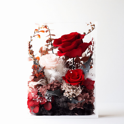 Transparent Acrylic Box Floral Gift Set — Preserved Roses & Mixed Blooms — Ideal for Birthday and Anniversary Gift Boxes