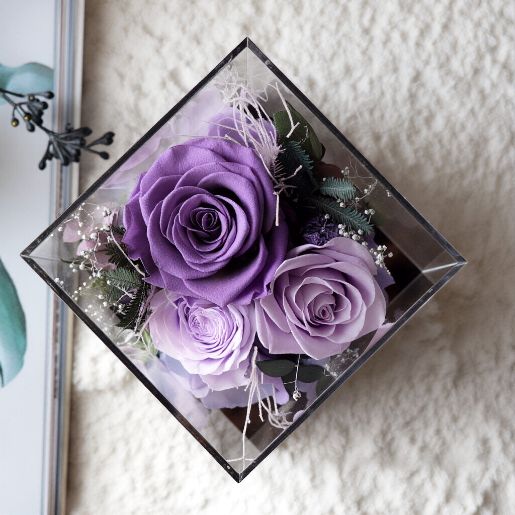 Preserved Flower Gift Box — Featuring Transparent Acrylic Packaging — An Ideal Choice for Festive Greetings, Mother's Day, and Birthday Gifts