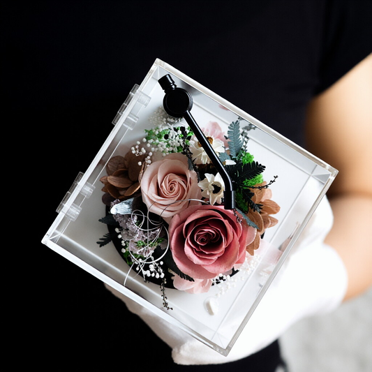 Mini Phonograph-Style Wireless Bluetooth Music Box — Preserved Rose Gift Box — A Perfect Birthday Gift for Your Girlfriend or Best Friend