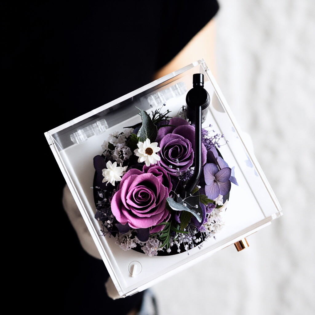 Mini Phonograph-Style Wireless Bluetooth Music Box — Preserved Rose Gift Box — A Perfect Birthday Gift for Your Girlfriend or Best Friend