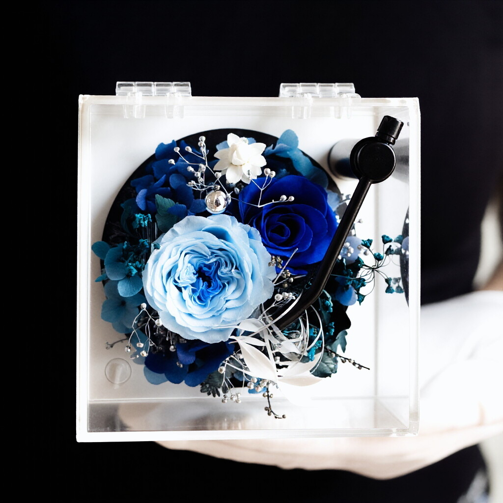 Mini Phonograph-Style Wireless Bluetooth Music Box — Preserved Rose Gift Box — A Perfect Birthday Gift for Your Girlfriend or Best Friend
