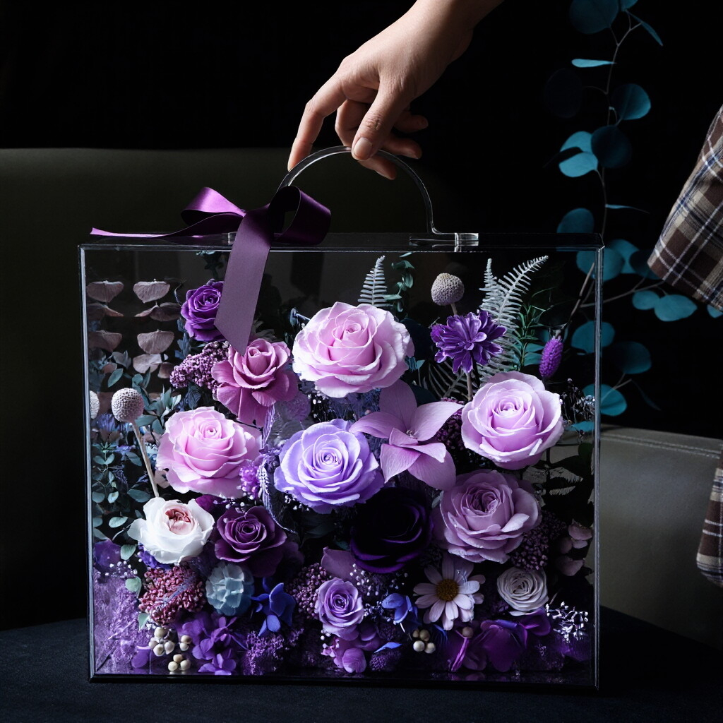 Portable Acrylic Preserved Rose Gift Box — A Festive Blessing, Birthday Present, or Anniversary Keepsake for Her