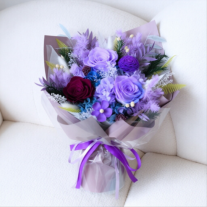 Creative Gift Box with Preserved Flowers and Cartoon Plush — Individually Packaged — Rose Bouquet for Mother's Day, Birthdays, or Valentine's Day