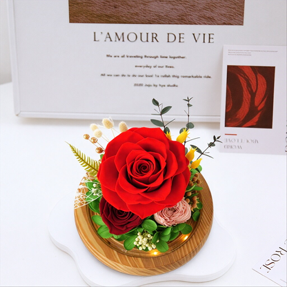 Preserved Rose Glass Dome Art Gift Box — Valentine's Day Artistic Ornament & Decor