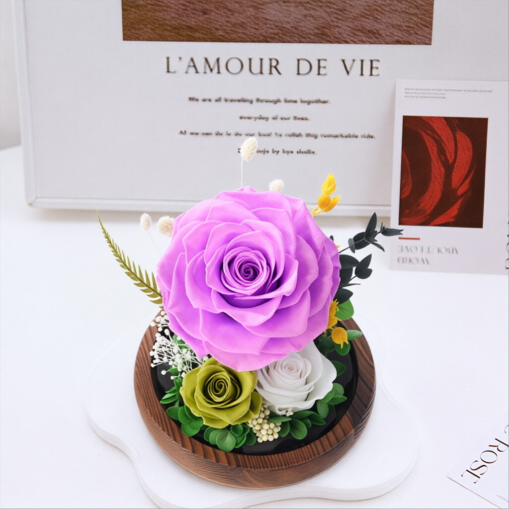 Preserved Rose Glass Dome Art Gift Box — Valentine's Day Artistic Ornament & Decor