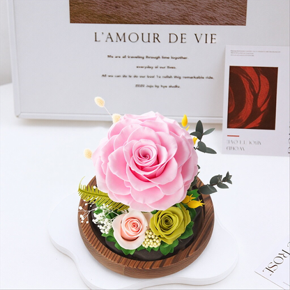 Preserved Rose Glass Dome Art Gift Box — Valentine's Day Artistic Ornament & Decor