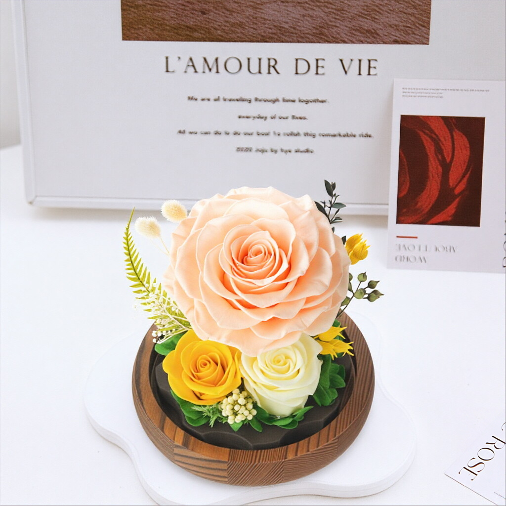 Preserved Rose Glass Dome Art Gift Box — Valentine's Day Artistic Ornament & Decor