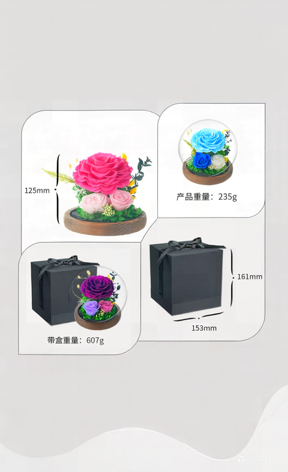 Preserved Rose Glass Dome Art Gift Box — Valentine's Day Artistic Ornament & Decor