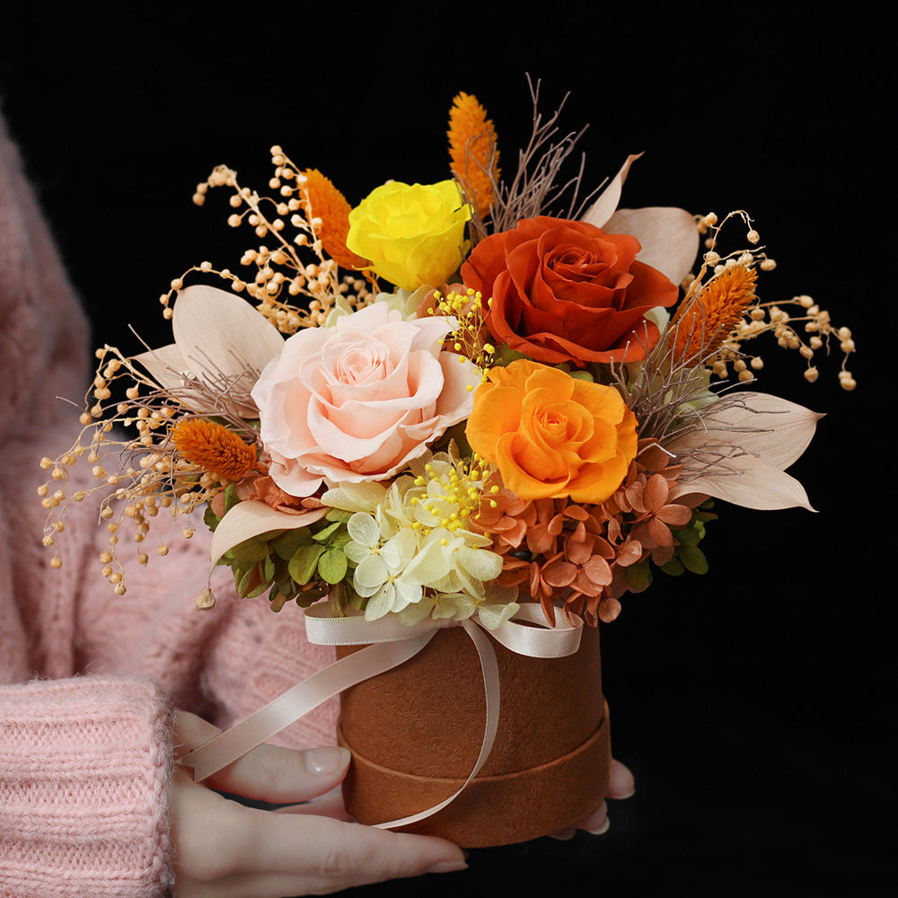 Preserved Flower Creative Gift Boxes & Artistic Ornaments, and Preserved Rose Baskets — Gifts for Valentine's Day, Birthdays, and Mother's Day