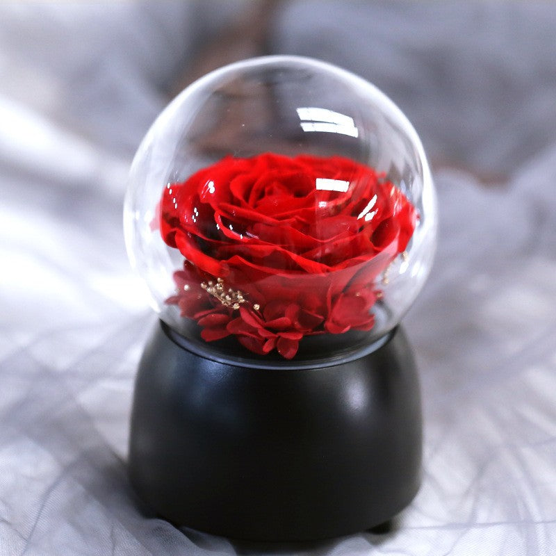 Preserved flower music box with eight-tone bell and roses, a business gift, a real flower music box