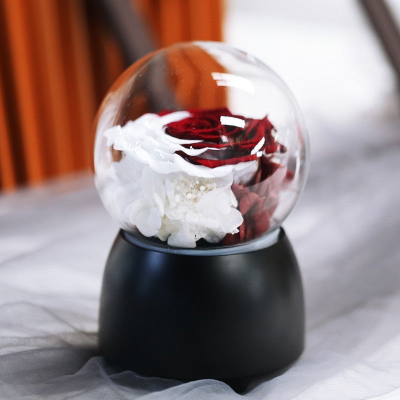 Preserved flower music box with eight-tone bell and roses, a business gift, a real flower music box