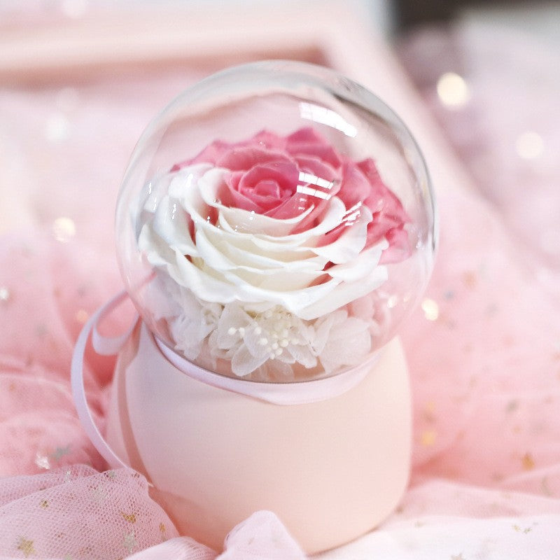 Preserved flower music box with eight-tone bell and roses, a business gift, a real flower music box