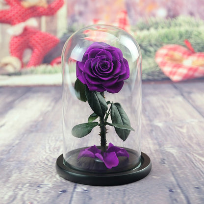 Preserved Flower Glass Dome — "The Little Prince" Rose | Valentine's Day Gift: Light Luxury Preserved Rose | Luxurious, Timeless Rose Gift Box