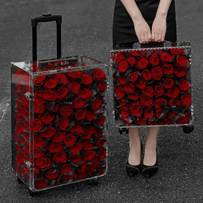 Freud Roses Preserved Flower Suitcase — Holiday Gift Box, Keepsake, Birthday Gift