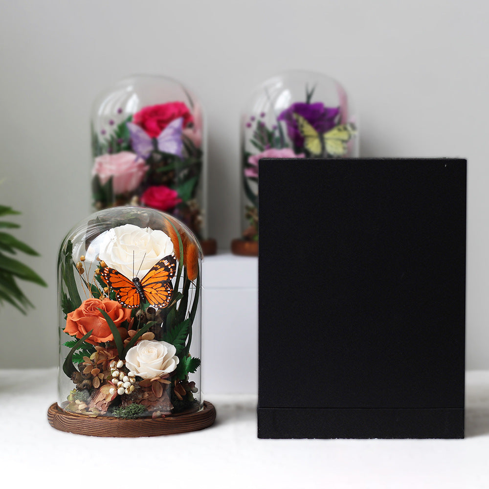 Exquisite Preserved Rose Glass Dome Garden — Valentine's Day Gift | Preserved Flower Gift Box, Birthday Present, Festive Keepsake