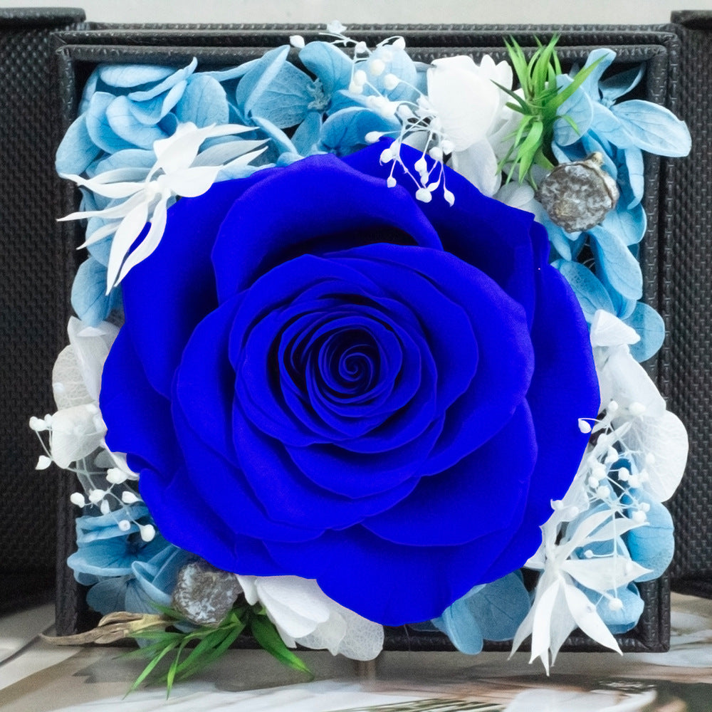 Premium Preserved Rose Gift Box — Drawer-Style, Double-Opening Jewelry Case & Proposal Gift Box