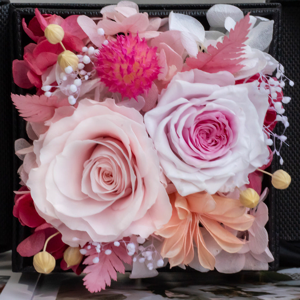 Premium Preserved Rose Gift Box — Drawer-Style, Double-Opening Jewelry Case & Proposal Gift Box