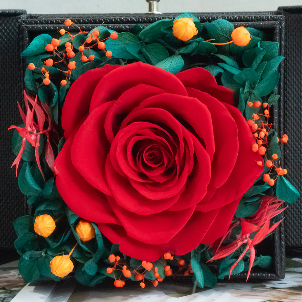 Premium Preserved Rose Gift Box — Drawer-Style, Double-Opening Jewelry Case & Proposal Gift Box