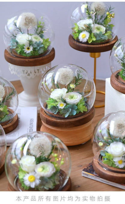 Preserved Dandelion in a Glass Dome — A Light-Luxury, Artistic Surprise Gift for Valentine's Day.