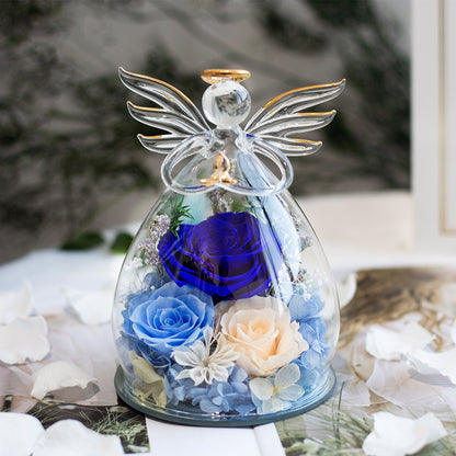 Cartoon-Themed Preserved Flower Glass Dome — Everlasting Rose Display & Creative Valentine's Day Gift Box