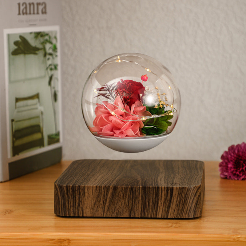 Magnetic Levitation Rose Table Lamp Gift Box - Valentine's Day Gift for Girlfriend - Preserved Flower Magnetic Levitation Table Lamp
