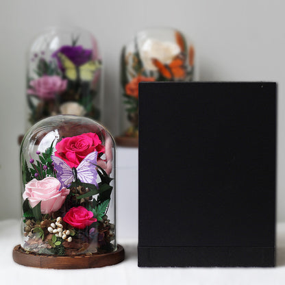 Exquisite Preserved Rose Glass Dome Garden — Valentine's Day Gift | Preserved Flower Gift Box, Birthday Present, Festive Keepsake