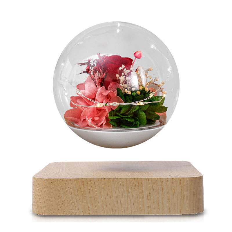 Magnetic Levitation Rose Table Lamp Gift Box - Valentine's Day Gift for Girlfriend - Preserved Flower Magnetic Levitation Table Lamp