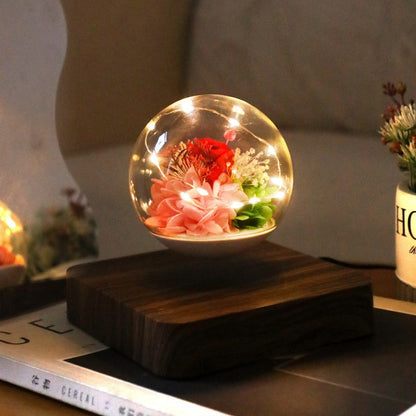 Magnetic Levitation Rose Table Lamp Gift Box - Valentine's Day Gift for Girlfriend - Preserved Flower Magnetic Levitation Table Lamp