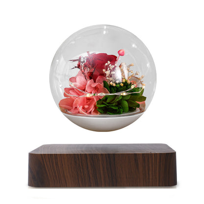 Magnetic Levitation Rose Table Lamp Gift Box - Valentine's Day Gift for Girlfriend - Preserved Flower Magnetic Levitation Table Lamp