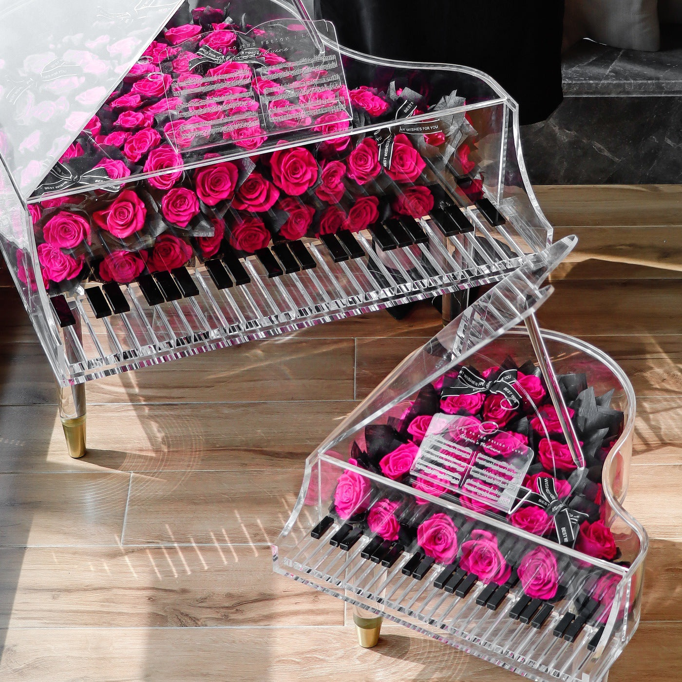 Creative Preserved Rose Acrylic Piano Gift Box — An Exquisite Decoration Meticulously Crafted Especially for Women