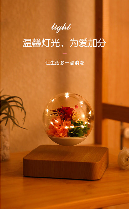 Magnetic Levitation Rose Table Lamp Gift Box - Valentine's Day Gift for Girlfriend - Preserved Flower Magnetic Levitation Table Lamp