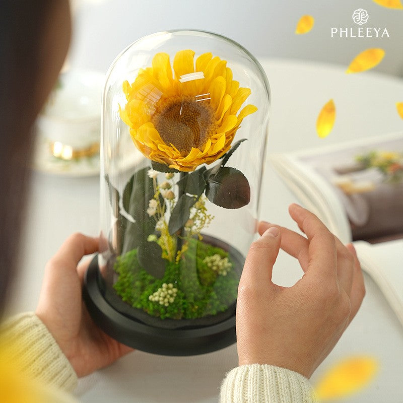 Preserved Sunflower Glass Gift Box - Perfect for Mother's Day Gifts to Elders