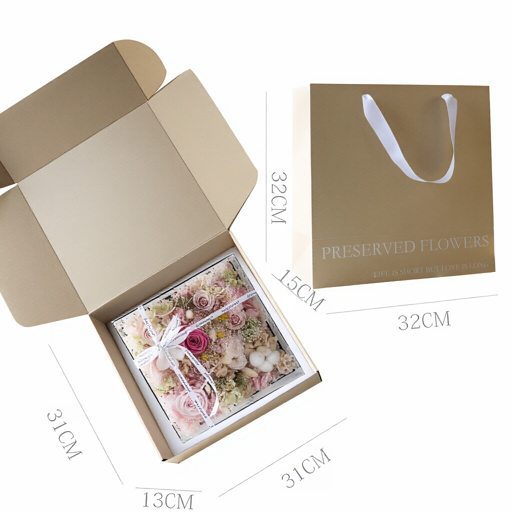 Preserved Flower Ornament in a Transparent Acrylic Box — A Surprise Gift Box for Her Valentine's Day or Birthday