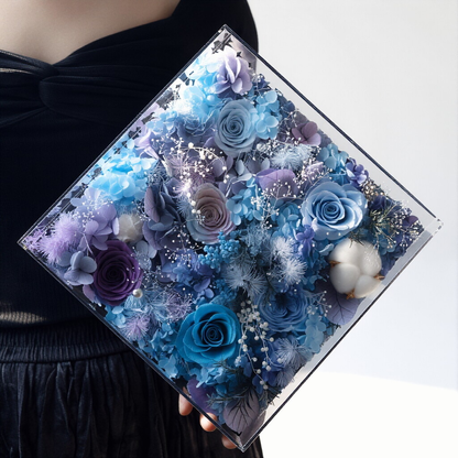Preserved Flower Ornament in a Transparent Acrylic Box — A Surprise Gift Box for Her Valentine's Day or Birthday