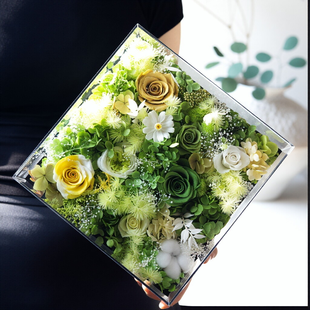 Preserved Flower Ornament in a Transparent Acrylic Box — A Surprise Gift Box for Her Valentine's Day or Birthday