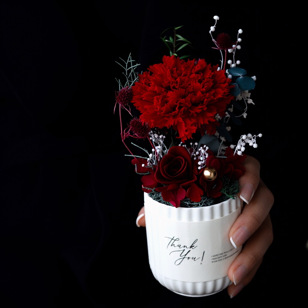 Preserved Austin Rose in Mini Pot - Elegant Desktop Decoration & Gift Idea