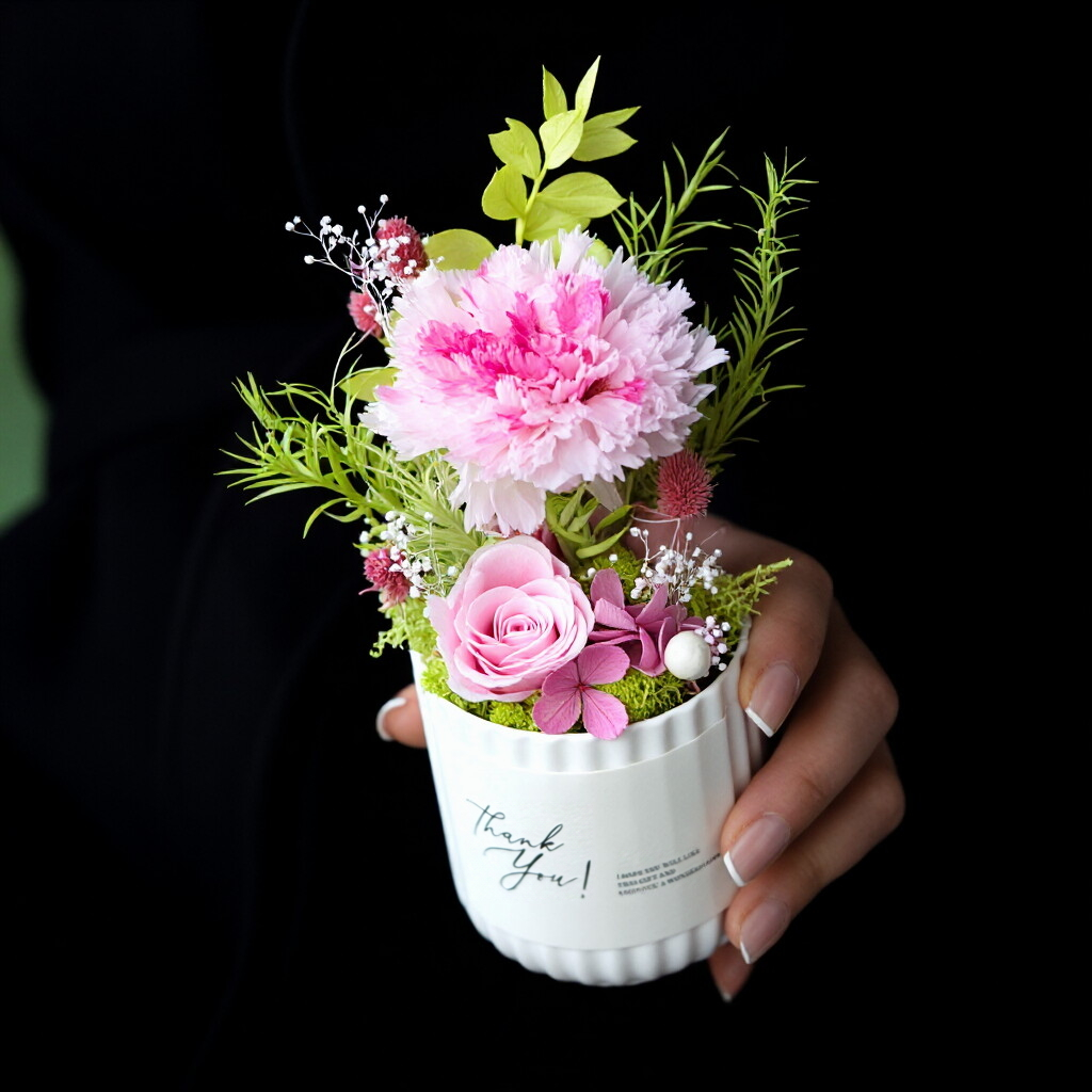 Preserved Austin Rose in Mini Pot - Elegant Desktop Decoration & Gift Idea