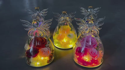 Cartoon-Themed Preserved Flower Glass Dome — Everlasting Rose Display & Creative Valentine's Day Gift Box