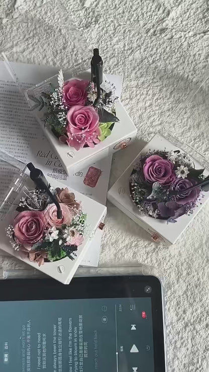 Mini Phonograph-Style Wireless Bluetooth Music Box — Preserved Rose Gift Box — A Perfect Birthday Gift for Your Girlfriend or Best Friend